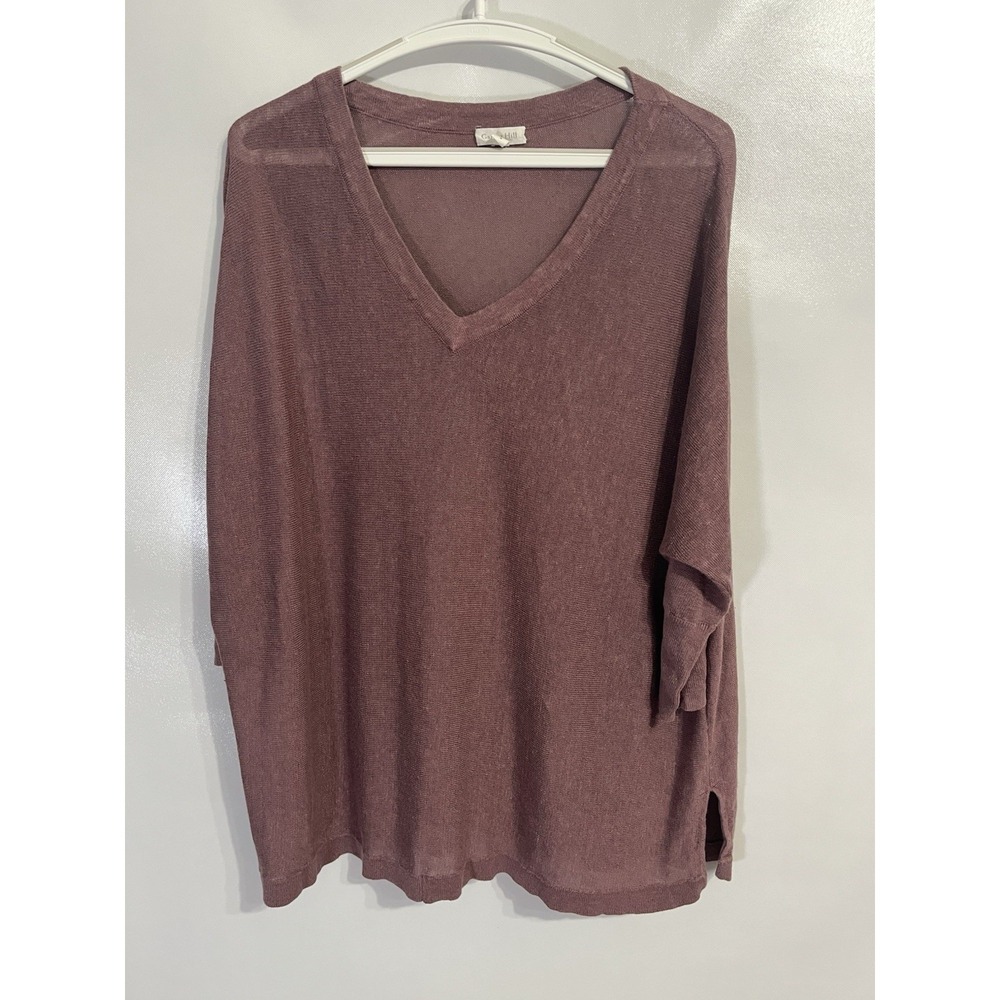 Garnet Hill Size Small Organic Linen Top Mauve Dolman Sleeve Lagenlook